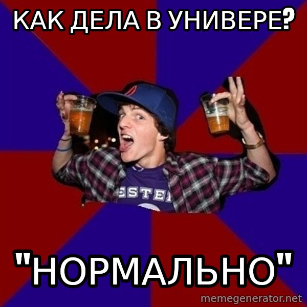 Sunny Student meme: Как дела в универе? / "нормально"
