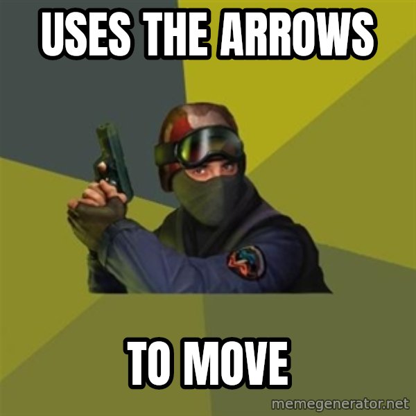 Counter Strike meme: USES THE ARROWS / TO MOVE