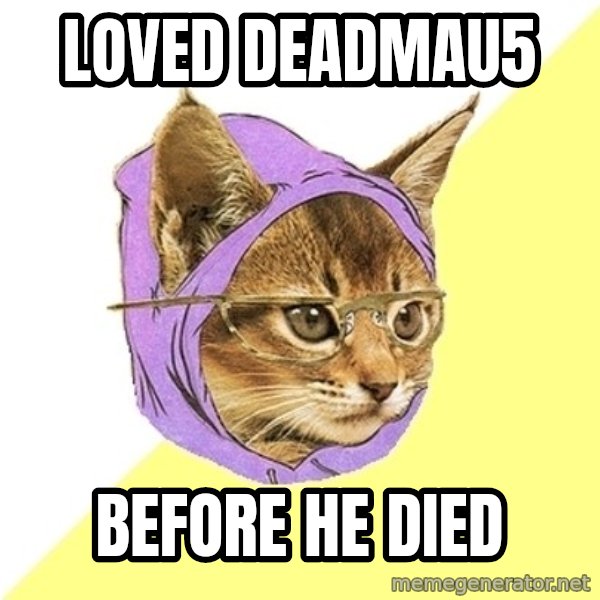 Hipster Kitty meme: loved deadmau5 / before he died