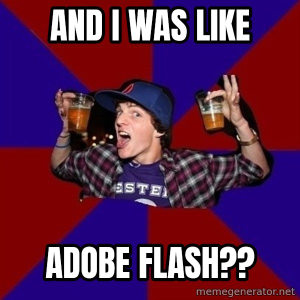 Sunny Student meme: and i was like / adobe flash??