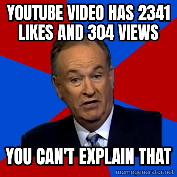 Bill O'Reilly Proves God meme: Youtube video has 2341 likes and 304 views / you can't explain that