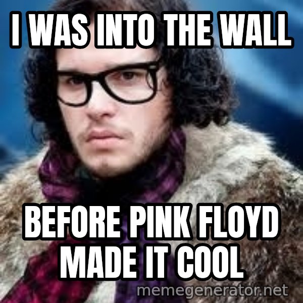 Hipster Jon Snow meme: I was into the wall / before pink floyd made it cool
