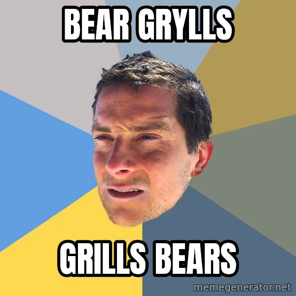 Bear Grylls meme: BEAR GRYLLS / GRILLS bears