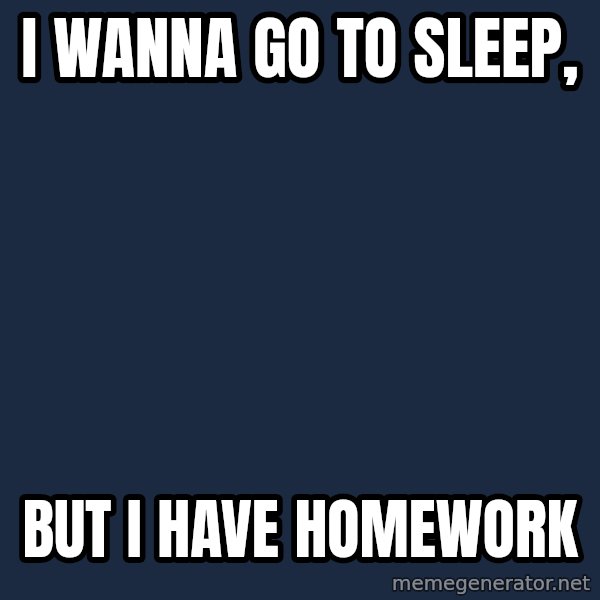 First World Problems meme: i wanna go to sleep, / but i have homework