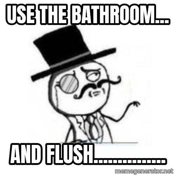 Feel Like A Sir meme: use the bathroom... / and fluSh...............