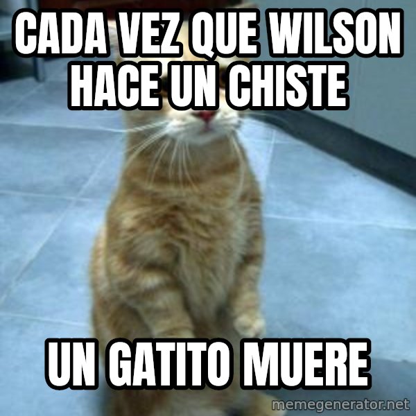 Sad Kitty meme: Cada vez que wilson hace un chiste / un gatito muere