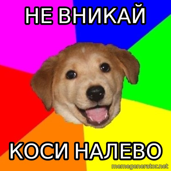 Advice Dog meme: Не вникай / коси налево