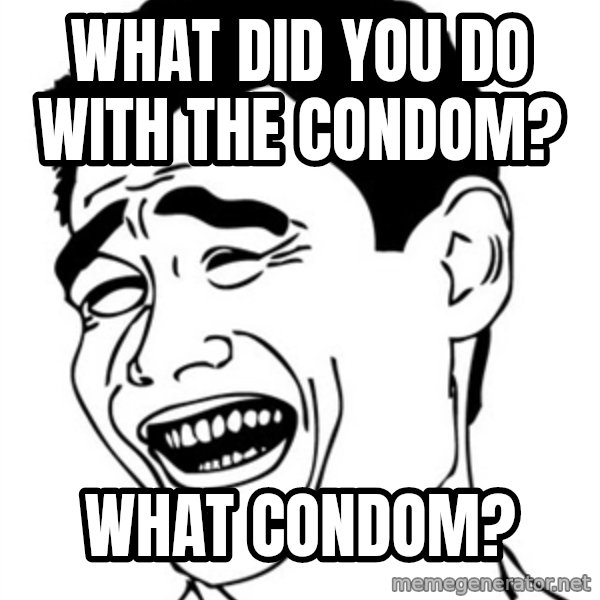 Yao Ming meme: What did you do with the condom? / What condom?