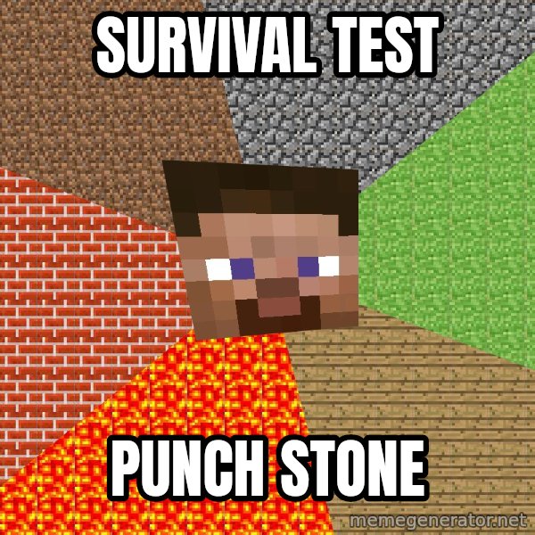 Minecraft Guy meme: SURVIVAL TEST / PUNCH STONE