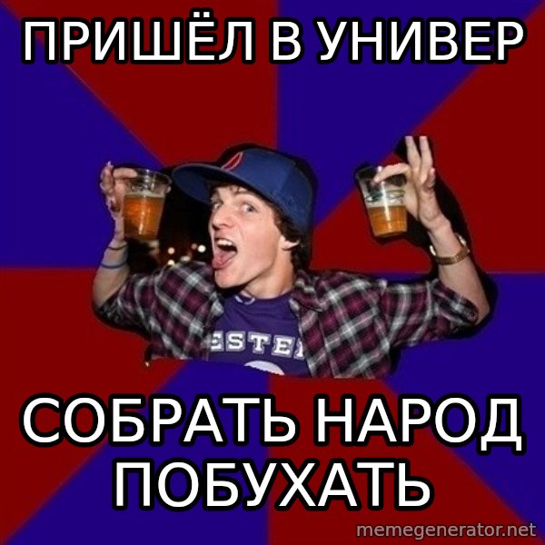 Sunny Student meme: пришёл в универ / собрать народ  побухать