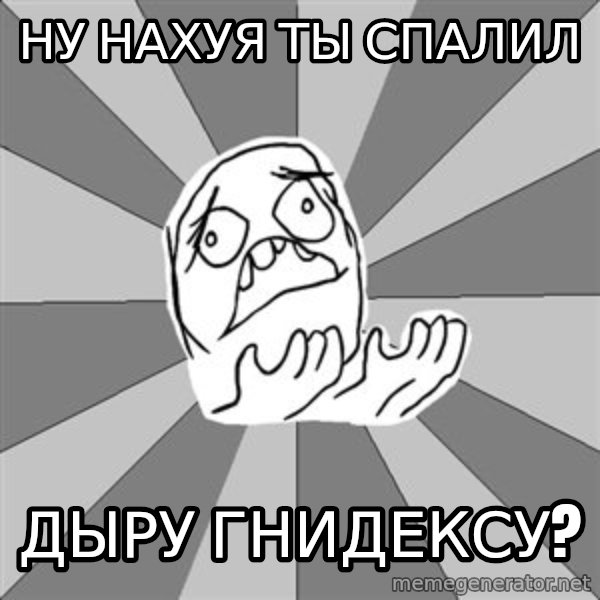 Whyyy??? meme: НУ НАХУЯ ТЫ Спалил / ДЫРУ ГНИДЕКСУ?