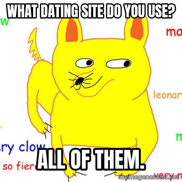 Forever Alone meme: what dating site do you use? / all of them.