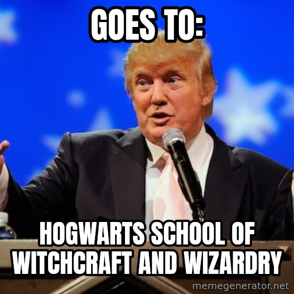 Annoying Facebook Girl meme: goes to: / hogwarts school of witchcraft and wizardry