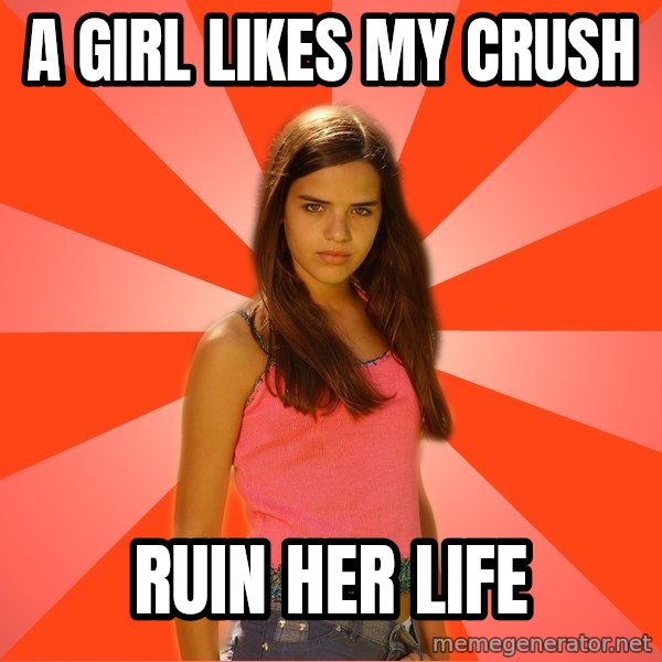 Jealous Girl meme: a girl likes my crush / ruin her life
