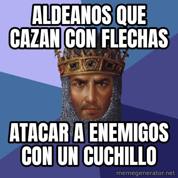 Age Of Empires meme: aldeanos que cazan con flechas / atacar a enemigos con un cuchillo
