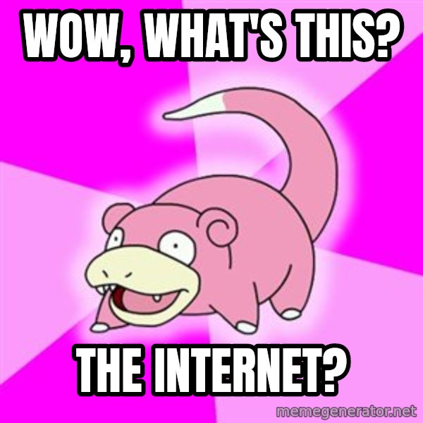 Slowpoke meme: wow, what's this? / The internet?