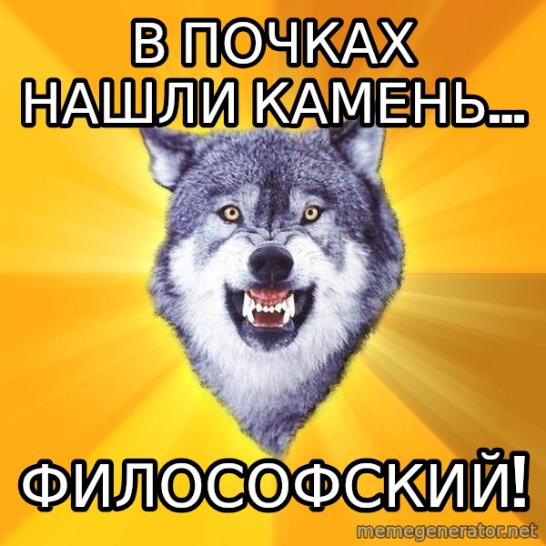 Courage Wolf meme: В почках нашли камень... / Философский!