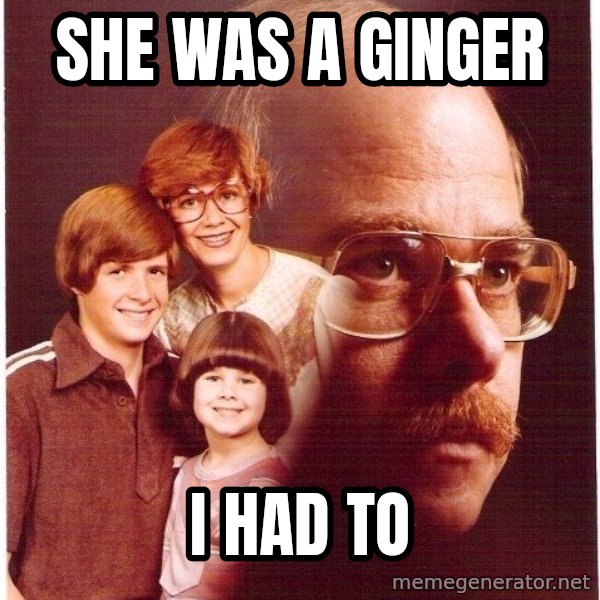 Vengeance Dad meme: sHE WAS A ginger / I Had to