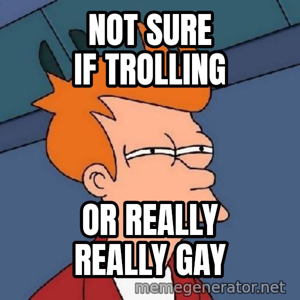 FRY FRY meme: Not Sure if trolling / or really really gay