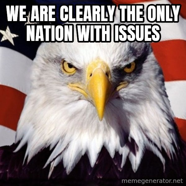 American Pride Eagle meme: We are clearly the only nation with issues