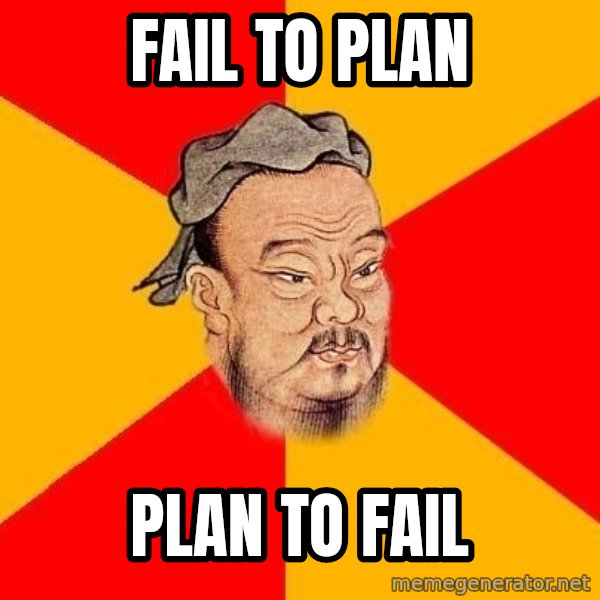 Wise Confucius meme: Fail to plan / Plan to fail