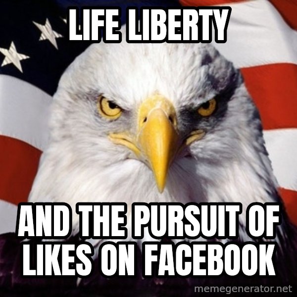 American Pride Eagle meme: life liberty / and the pursuit of likes on facebook