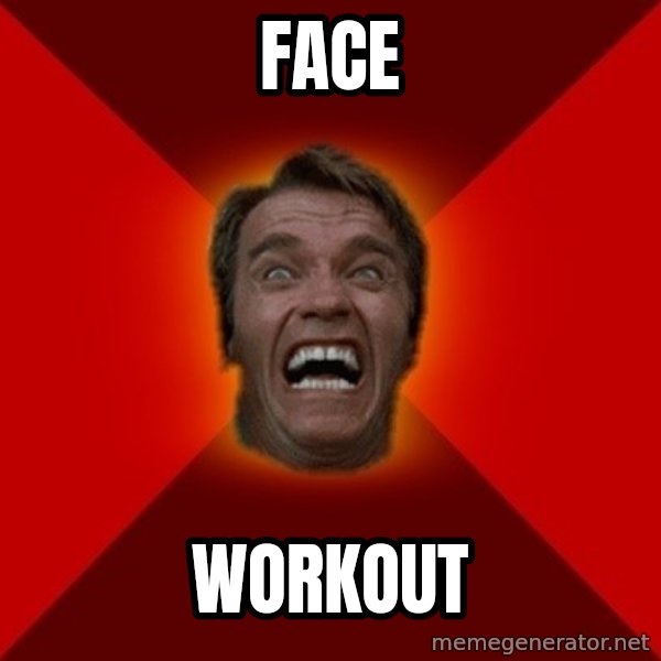 Angry Arnold meme: face / workout