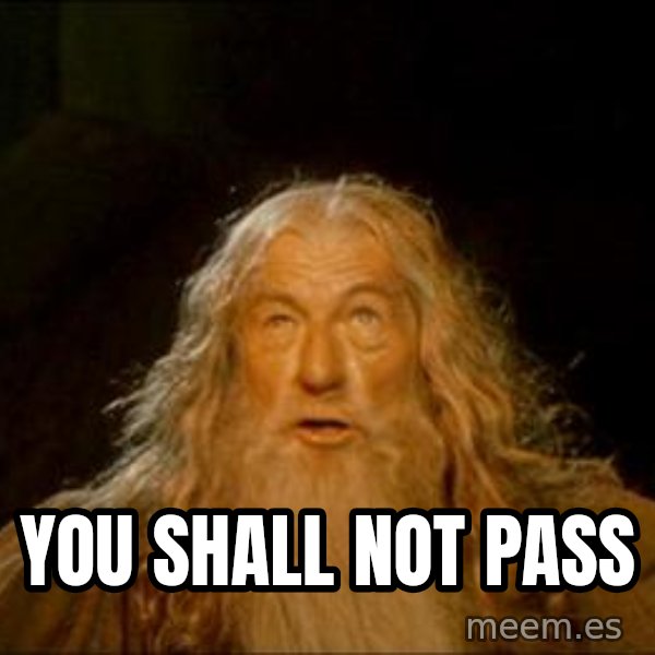 Gandalf meme: YOU SHALL NOT PASS