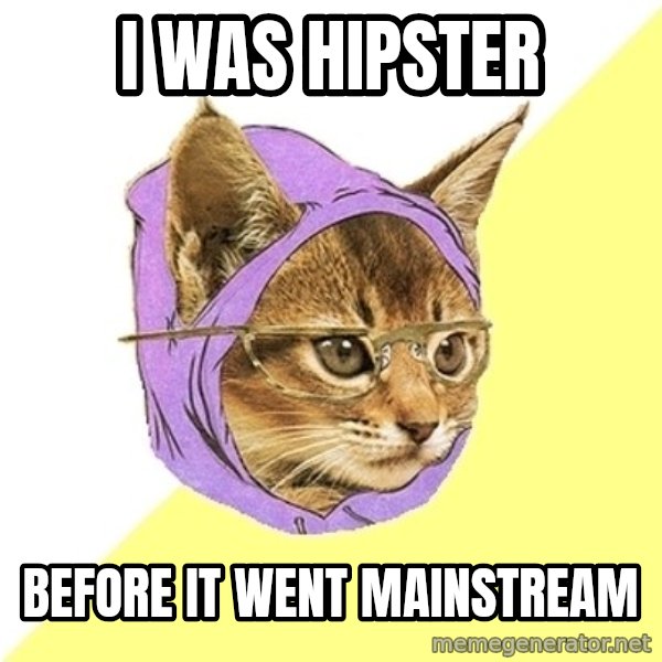 Hipster Kitty meme: i was hipster / before it went mainstream