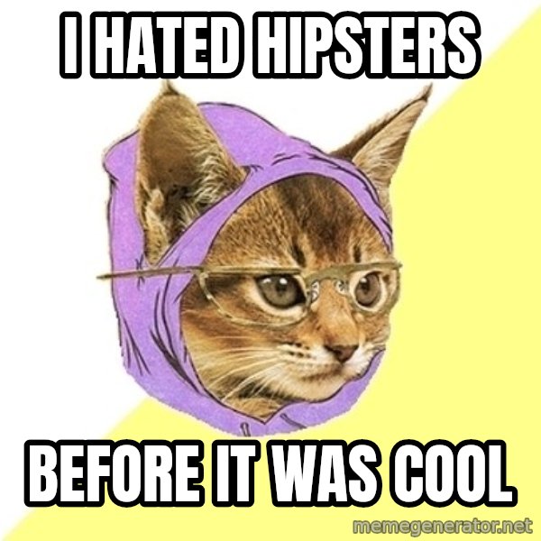 Hipster Kitty meme: I hated hipsters / before it was cool