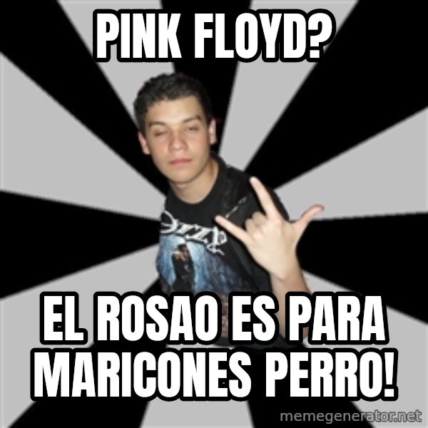 Metal Boy From Hell meme: pink floyd? / el rosao es para maricones perro!