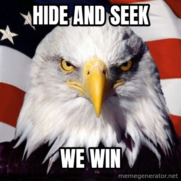 American Pride Eagle meme: Hide and seek / we win