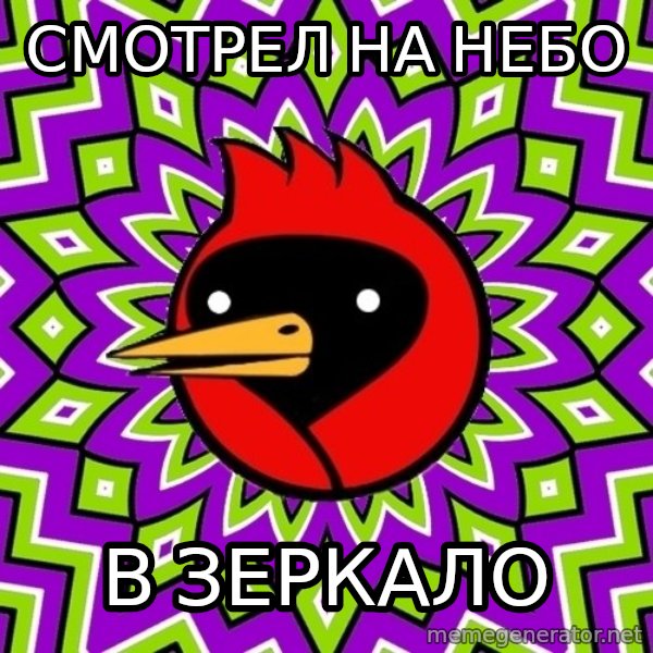 Omsk Crow meme: смотрел на небо / в зеркало