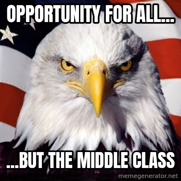 American Pride Eagle meme: opportunity for all... / ...but the middle class