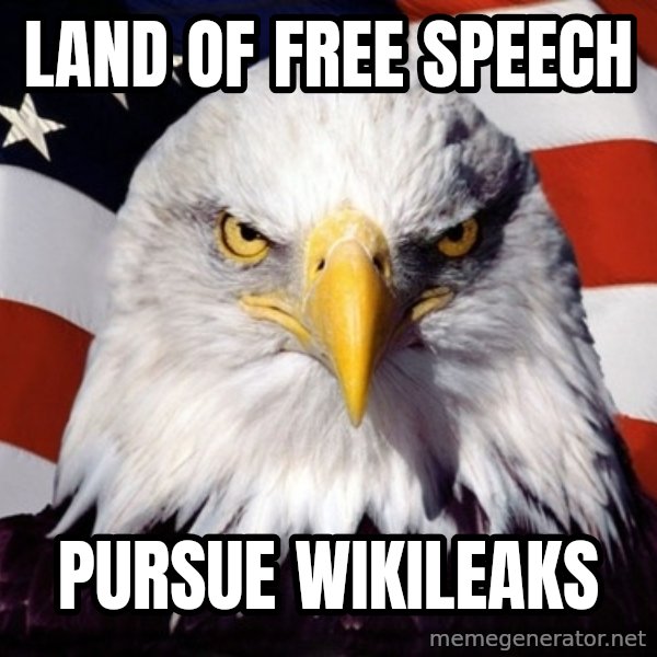 American Pride Eagle meme: land of free speech / Pursue wikileaks