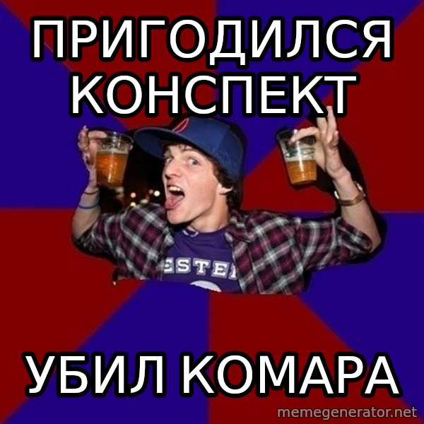 Sunny Student meme: пригодился   конспект / убил комара