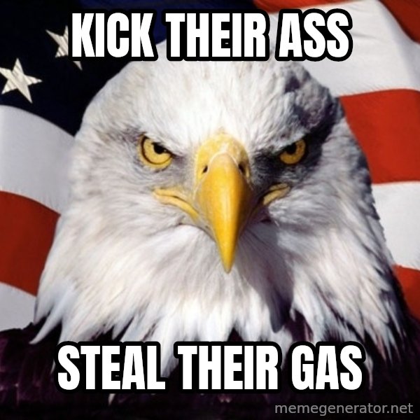 American Pride Eagle meme: KICK THEIR ASS / STEAL THEIR GAS