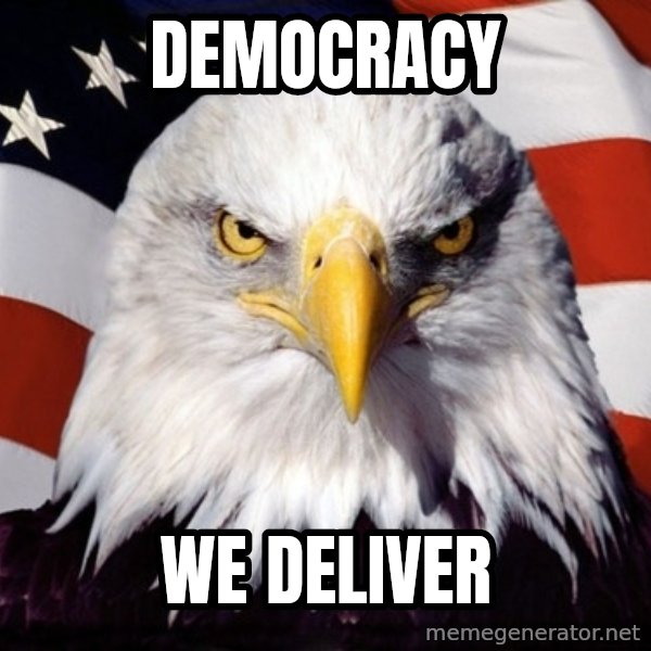 American Pride Eagle meme: Democracy / we deliver
