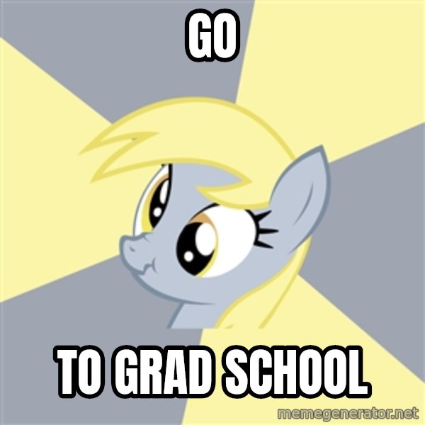 Badvice Derpy meme: go / to grad school