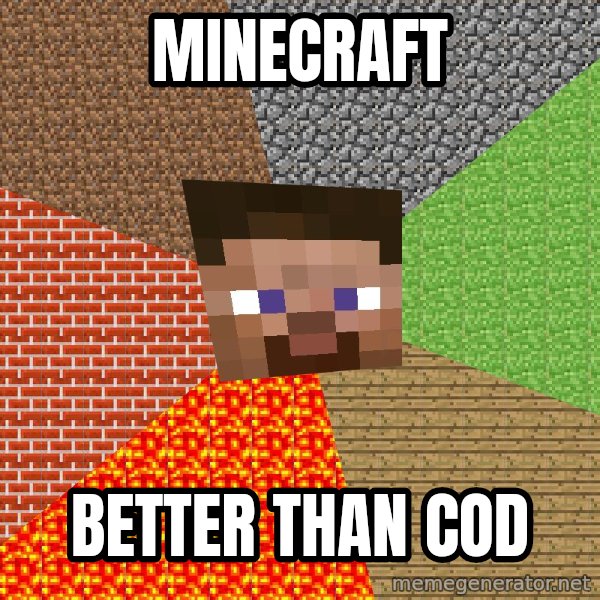 Minecraft Guy meme: minecraft / better than Cod