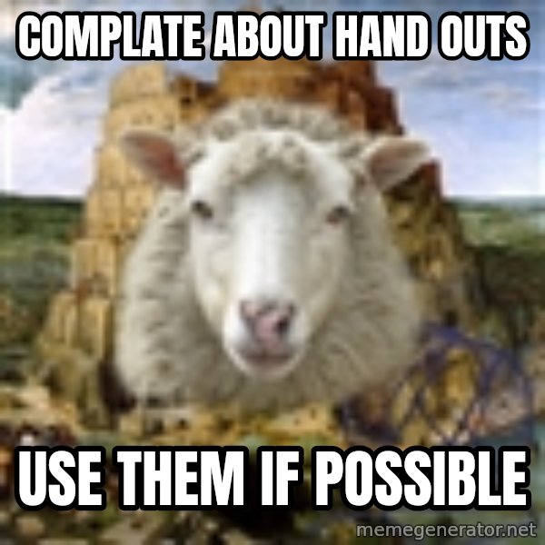 Babylonin lammas meme: complate ABOUT hand outs / Use them if possible
