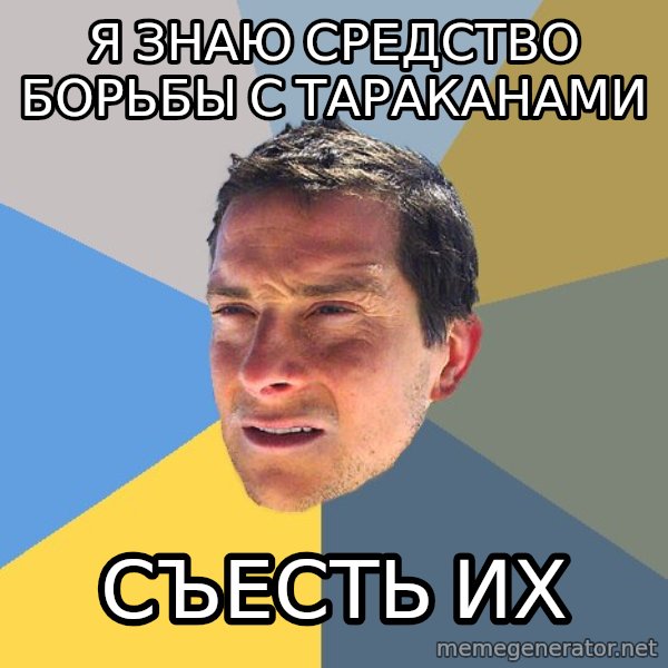 Bear Grylls meme: я знаю СРЕДСТВО борьбы с ТАРАКАНАМИ / СЪЕСТЬ их
