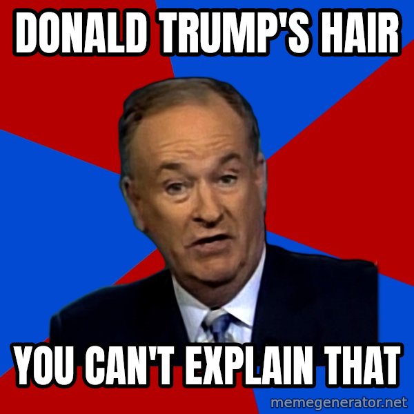 Bill O'Reilly Proves God meme: donald trump's hair / you can't explain that