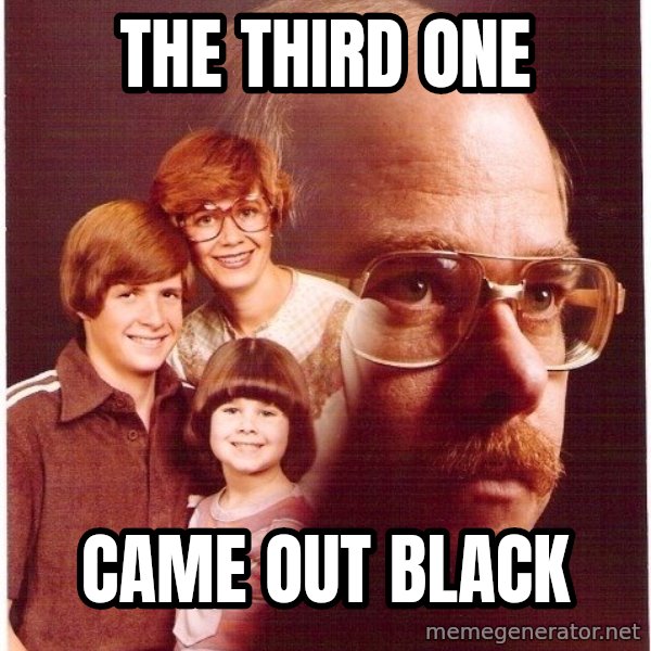 Vengeance Dad meme: the third one / came out black