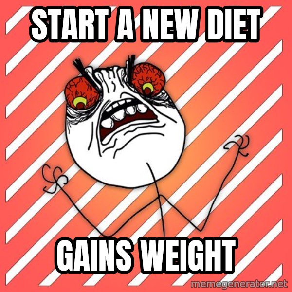 iHate meme: start a new diet / gains weight