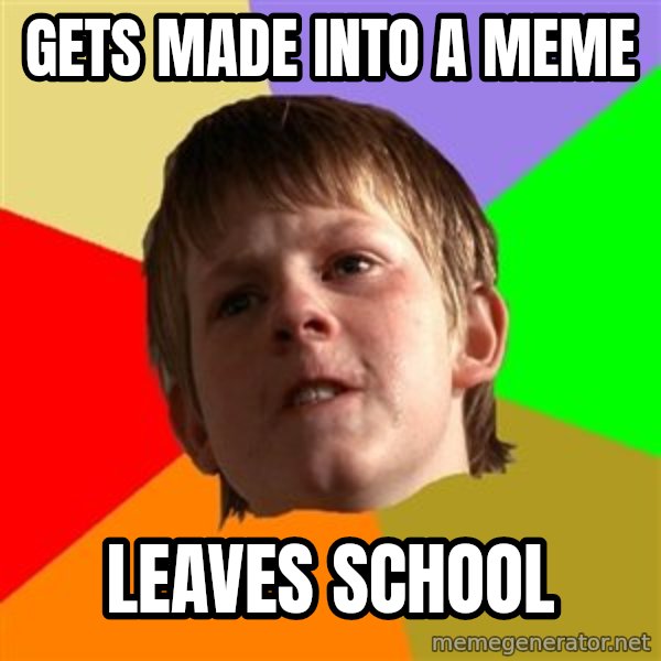 Angry School Boy meme: Gets made into a meme / leaves school