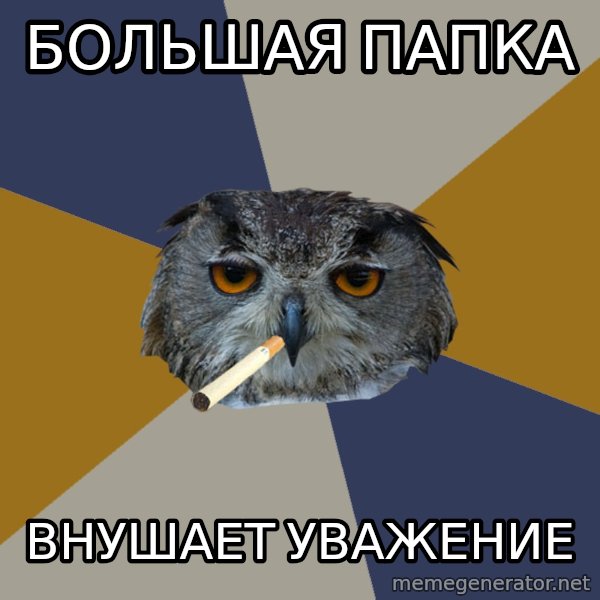 Art Student Owl meme: Большая папка / внушает уважение