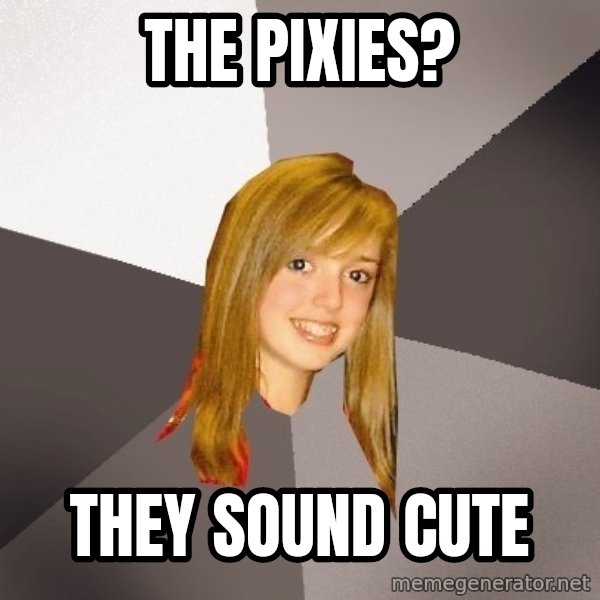 Musically Oblivious 8th Grader meme: the pixies? / they sound cute