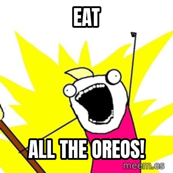 x all of the y meme: Eat / All the oreos!