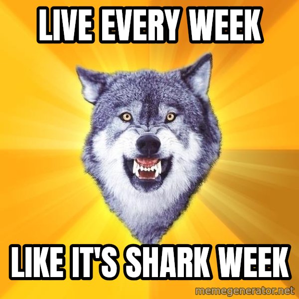 Courage Wolf meme: Live every week / like it's shark week